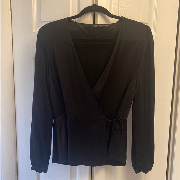 Zara Black Wrap Blouse - Picture 1 of 5